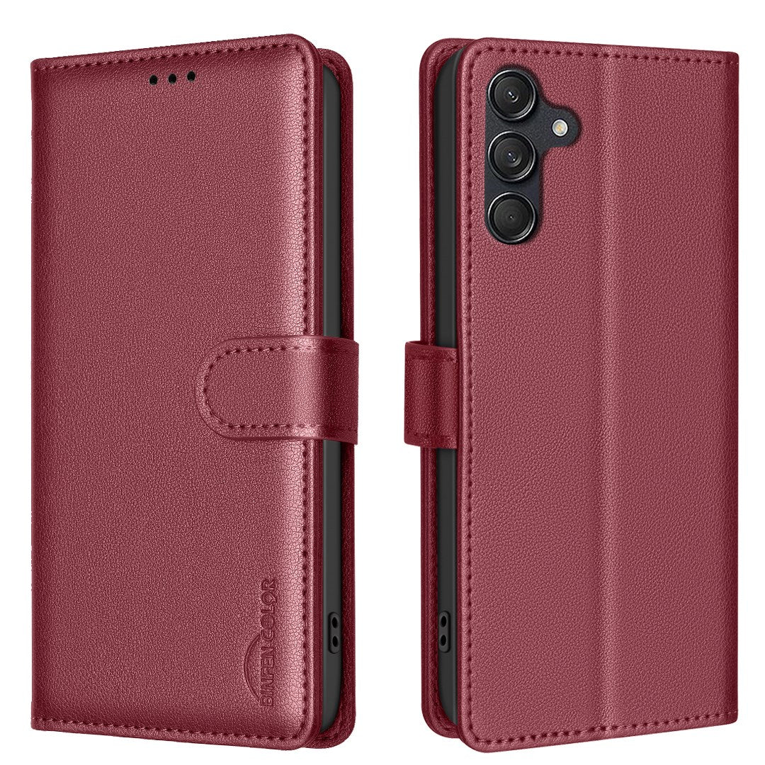 EIDERWOOD Samsung Galaxy S25 FE Faux Leather Flip Case with Stand Function & Card Holder - Red