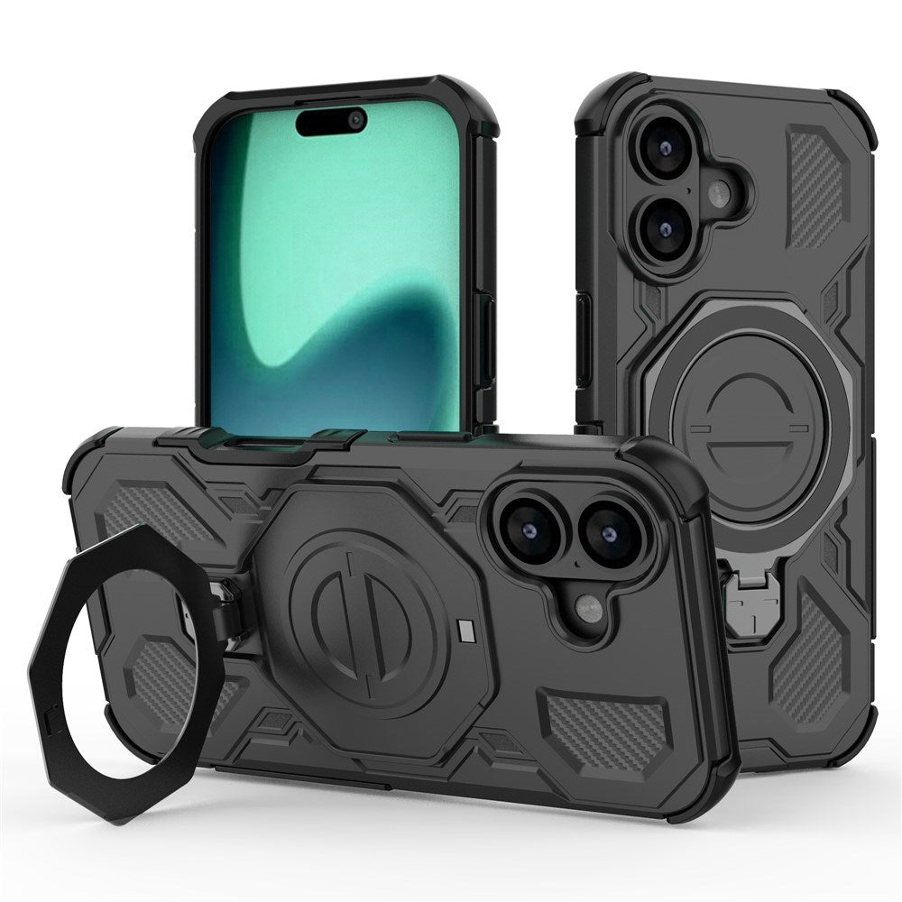 EIDERWOOD iPhone 17 Tough Case with Magnetic Kickstand - MagSafe Compatible - Black