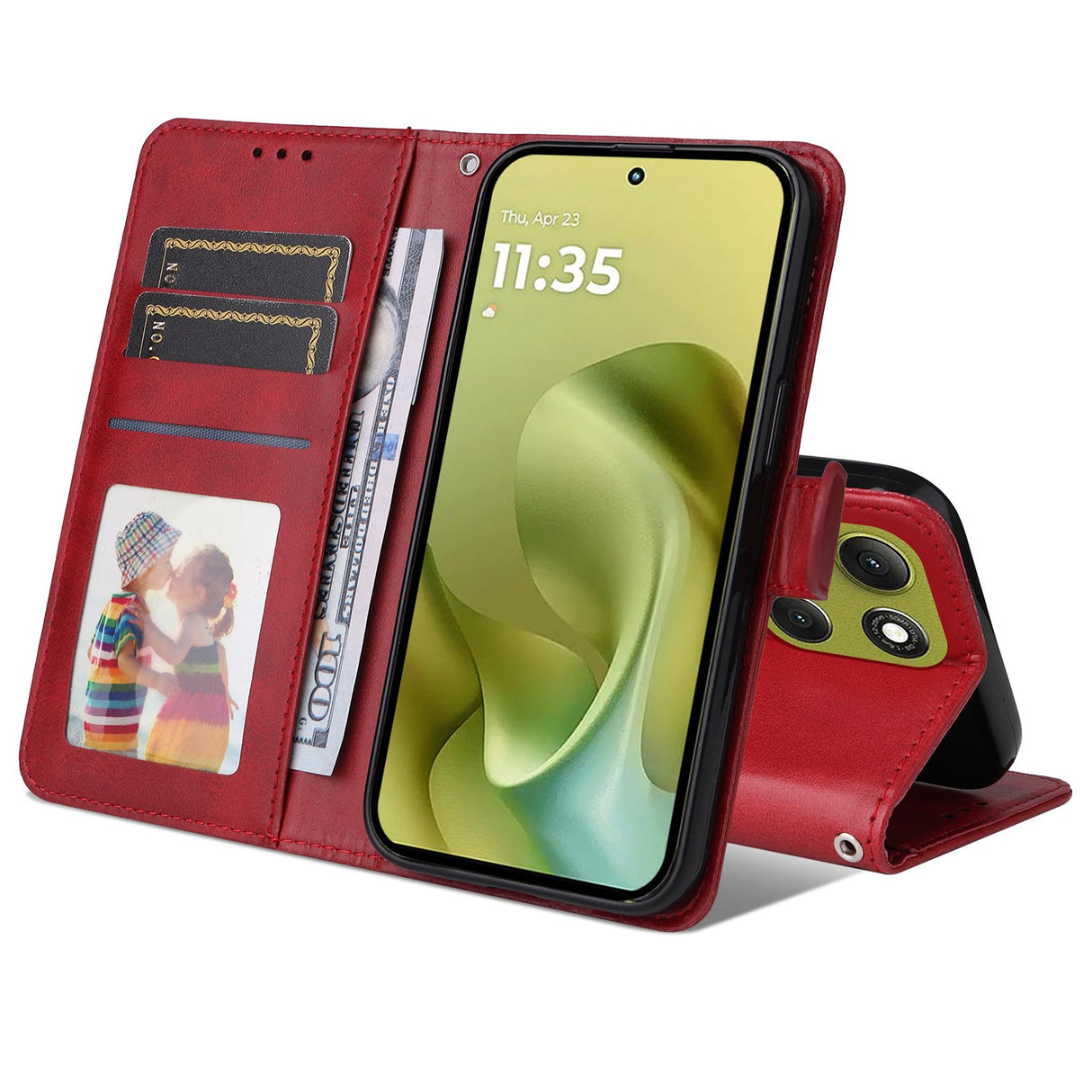 EIDERWOOD Motorola Moto G86 / G86 Power Faux Leather Flip Case with Strap - Red