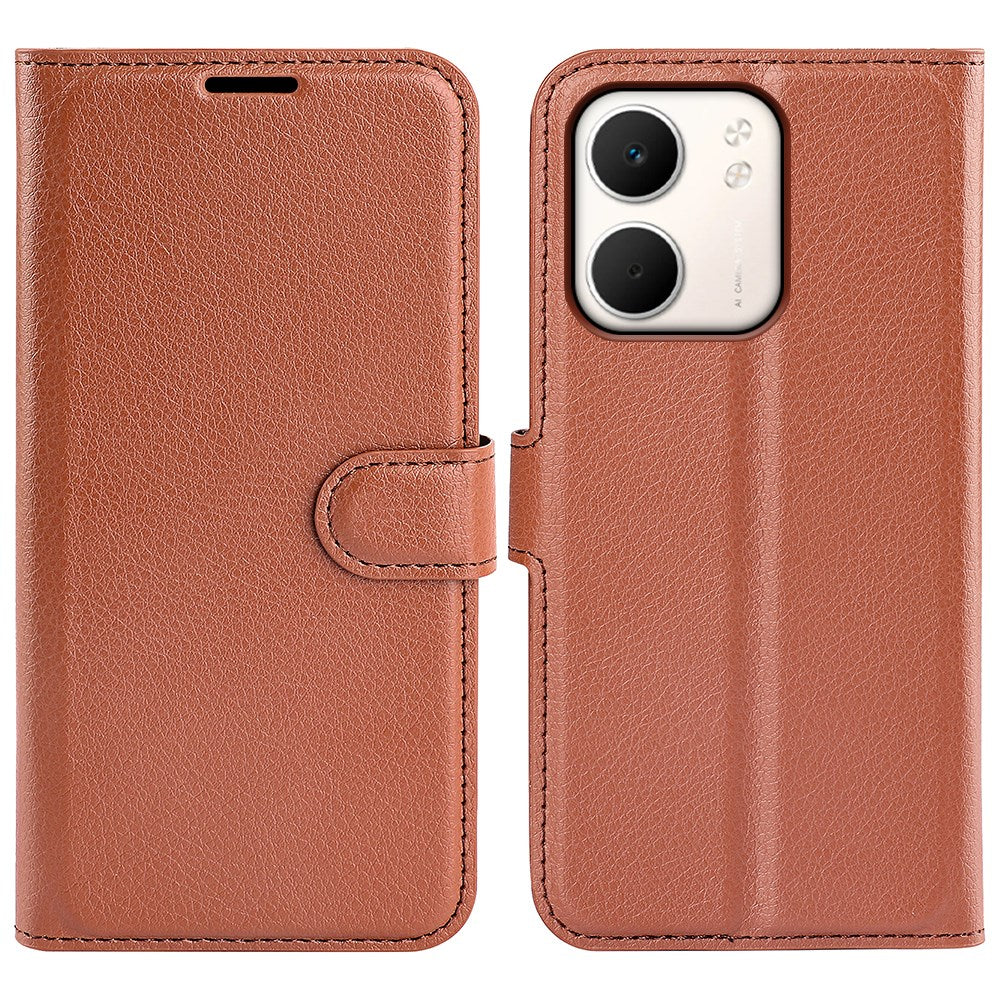 Oppo A5x (5G) / Oppo A5x (4G) EIDERWOOD Leather Flip Case with Card Holder & Stand Function - Brown