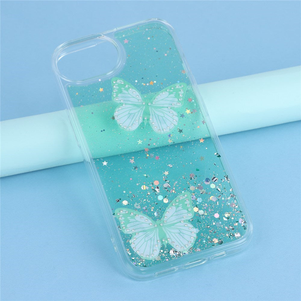 EIDERWOOD iPhone 16e Flexible Plastic Case with Butterflies - Transparent / Green