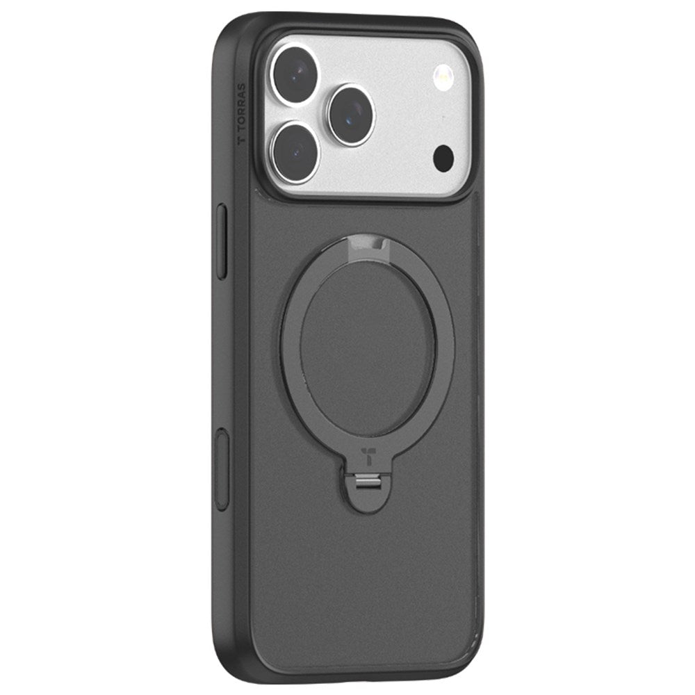 TORRAS iPhone 17 Pro Ostand Spin Hybrid Case with Rotating Kickstand - MagSafe Compatible - Black