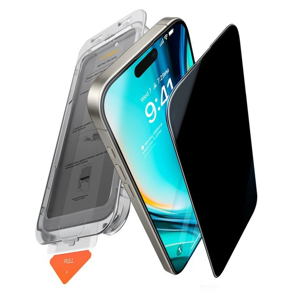 TORRAS iPhone 18 Pro Max Install Master Screen Protector Glass - Privacy Function - Transparent