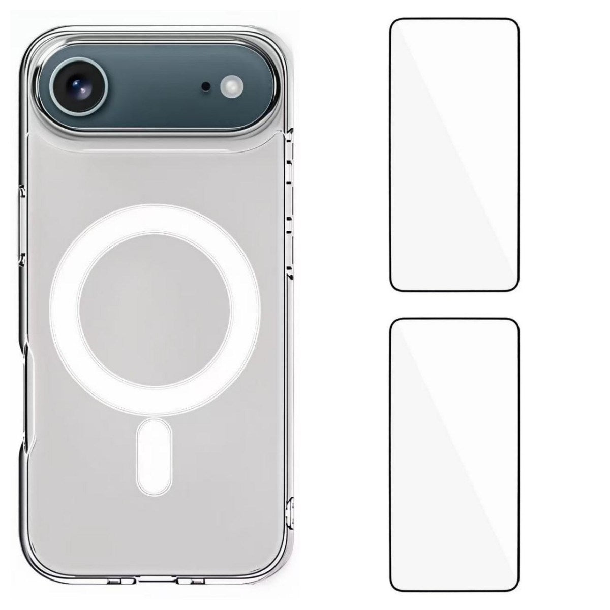 iPhone Air Hybrid Case incl. 2 x Screen Protector - MagSafe Compatible - Transparent / White