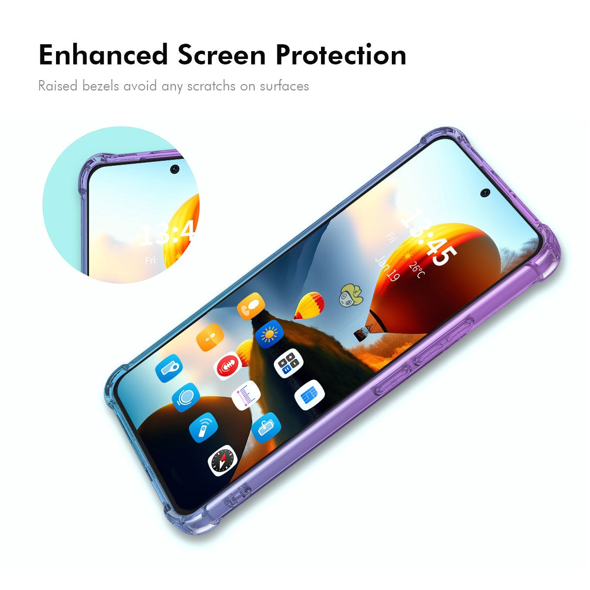 ENKAY Motorola Moto G86 Power Flexible Plastic Case with Shock-Absorbing Corners - Purple / Gold
