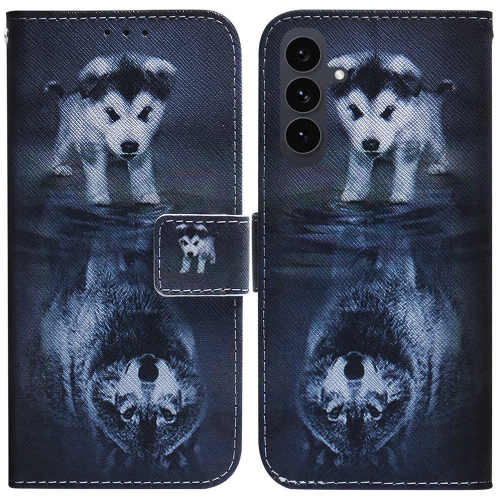 EIDERWOOD Samsung Galaxy S25 FE Faux Leather Flip Case with Design - Dog / Wolf