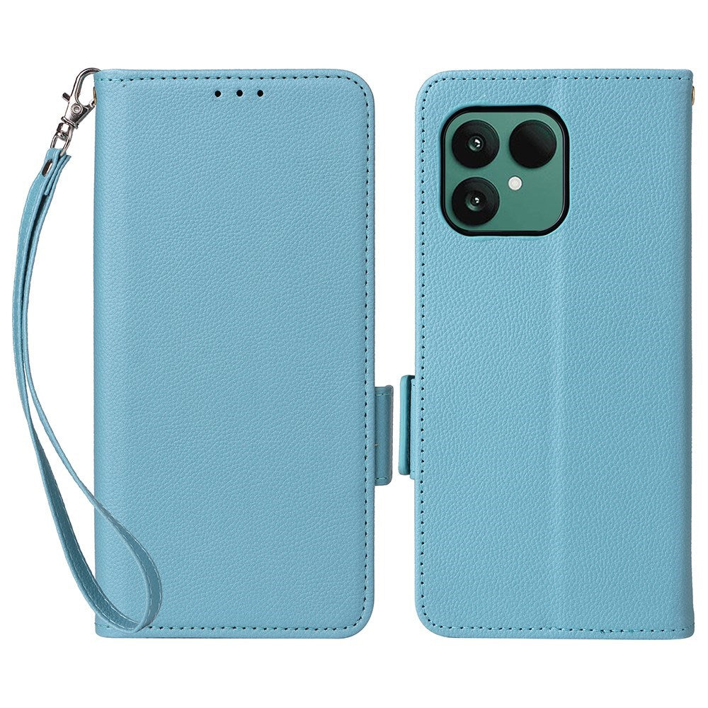 Fairphone (Gen. 6+ / Gen. 6) EIDERWOOD Artificial Leather Flip Case with Strap - Blue