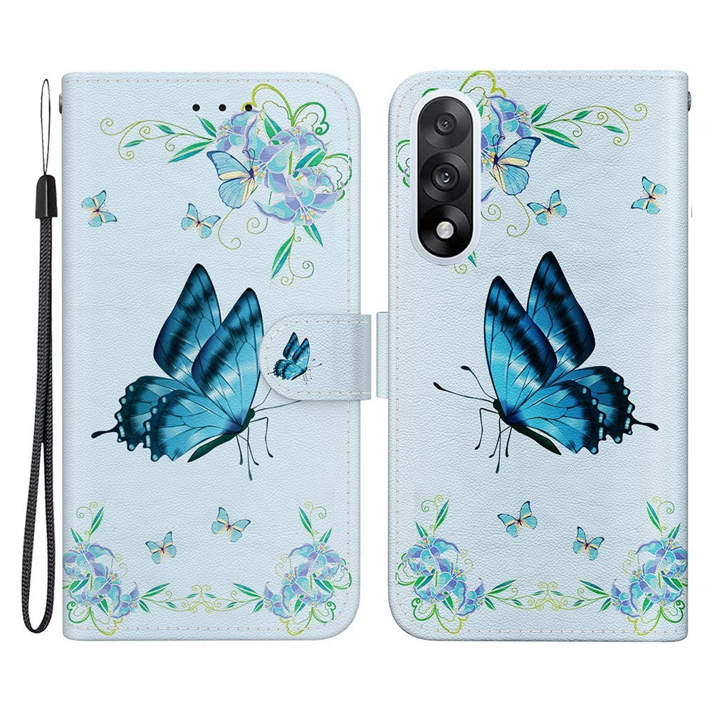 EIDERWOOD OnePlus Nord 5 Faux Leather Flip Case with Card Holder & Strap - Blue Butterfly