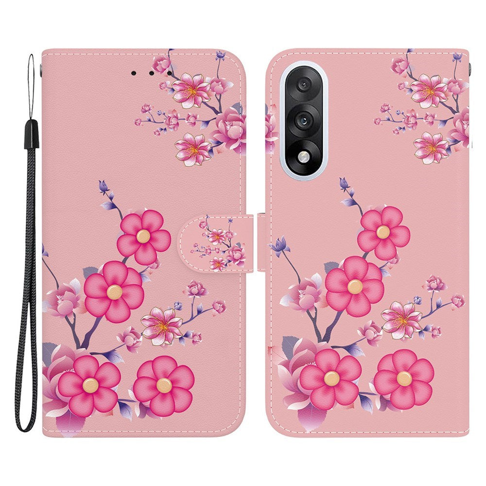 EIDERWOOD OnePlus Nord 5 Faux Leather Flip Case with Card Holder & Strap - Pink Flowers