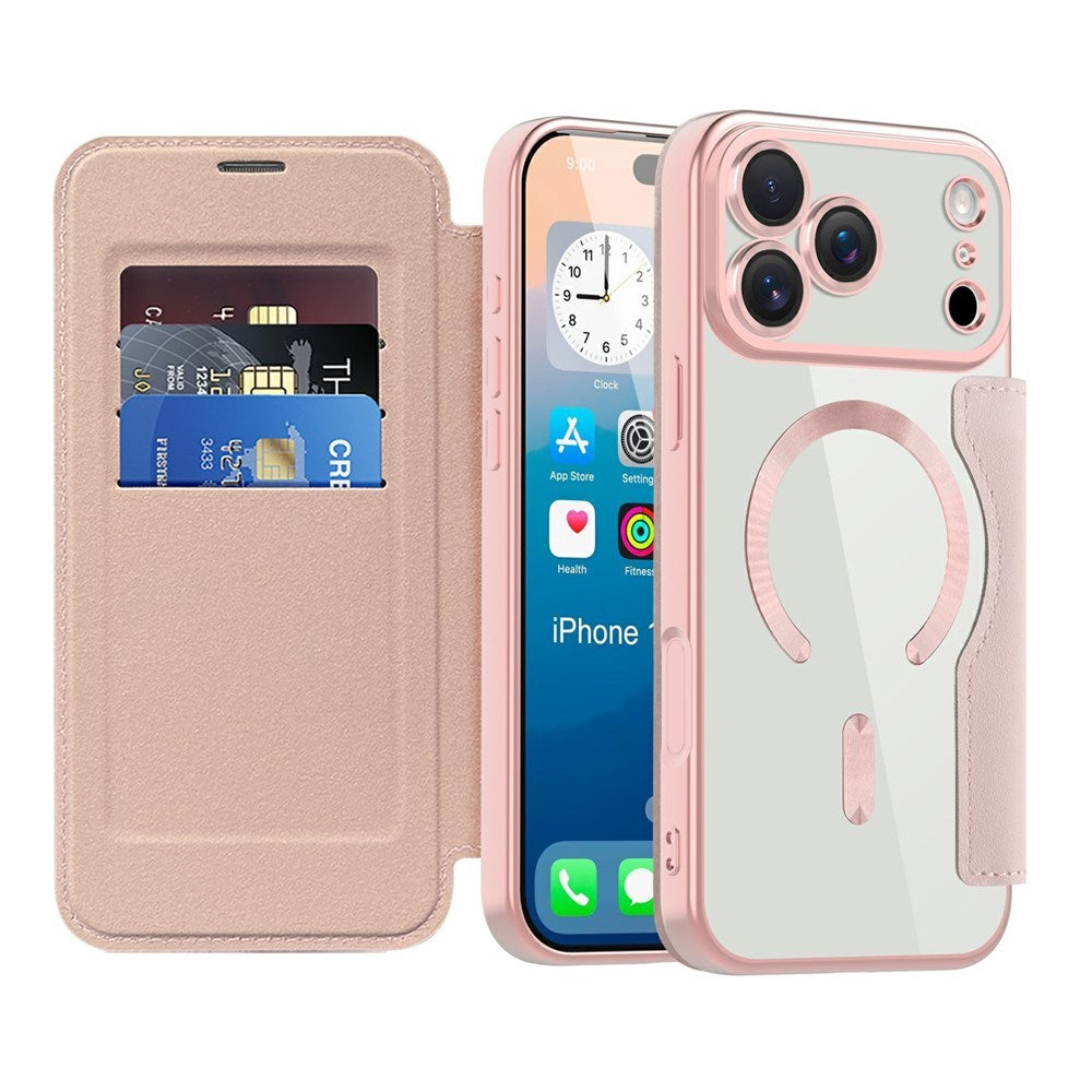 EIDERWOOD iPhone 17 Pro Flip Case with Transparent Back - MagSafe Compatible - Pink
