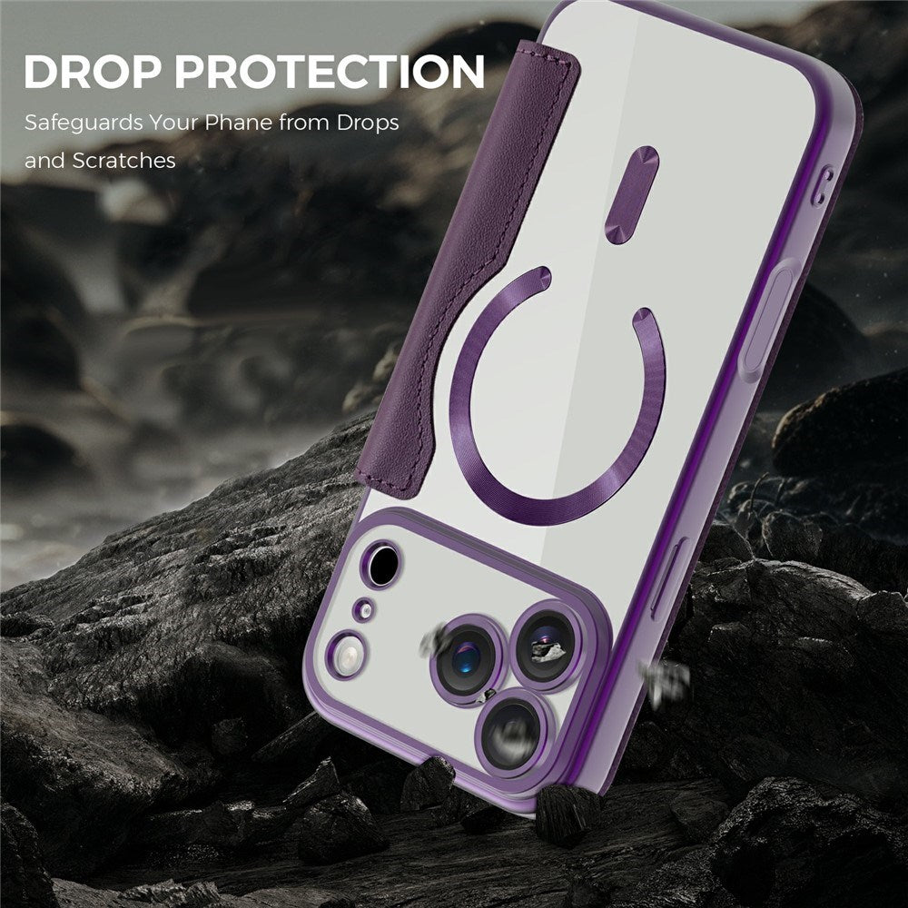 EIDERWOOD iPhone 17 Pro Flip Case with Transparent Back - MagSafe Compatible - Purple