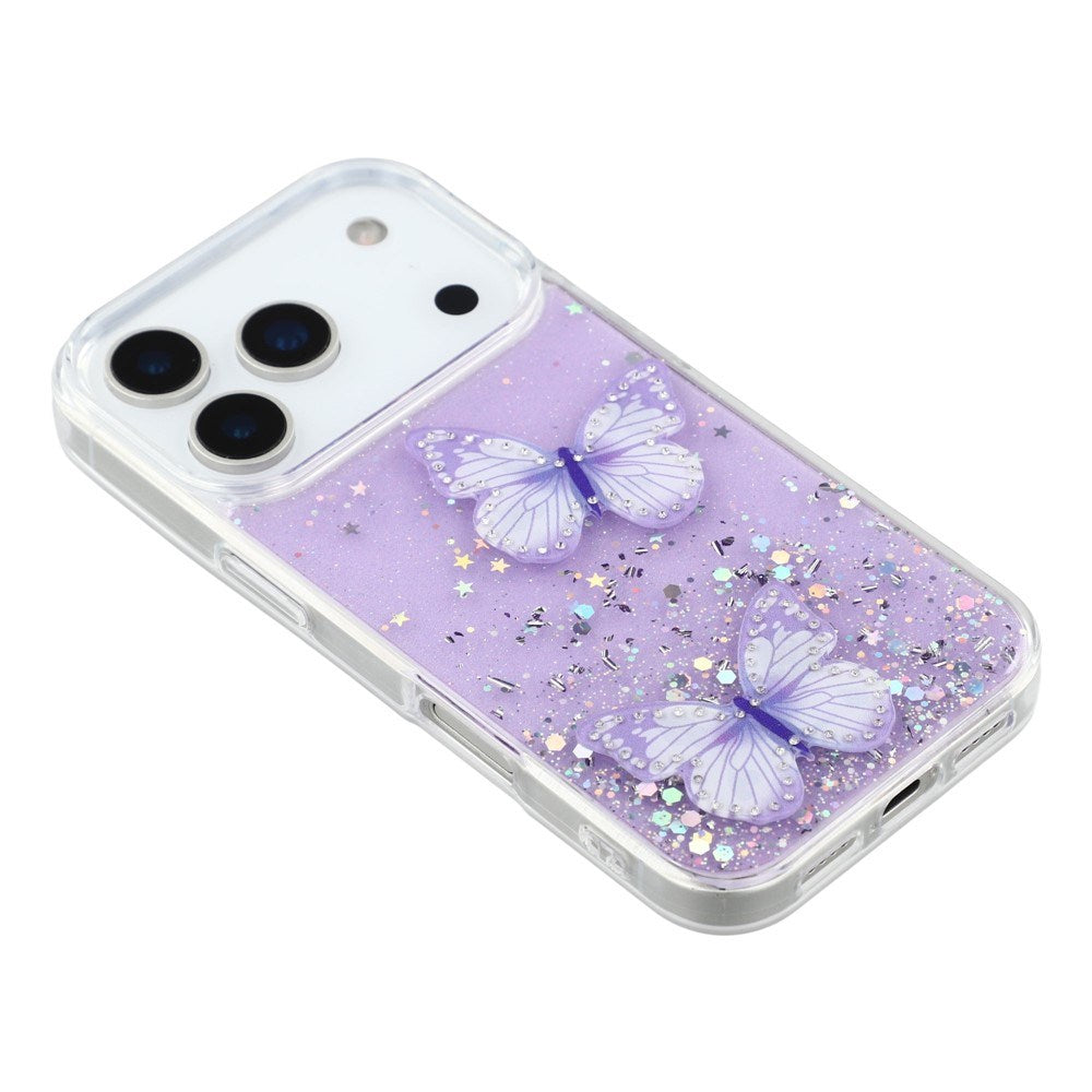 EIDERWOOD iPhone 17 Pro Max Flexible Plastic Case with Butterflies - Transparent / Purple