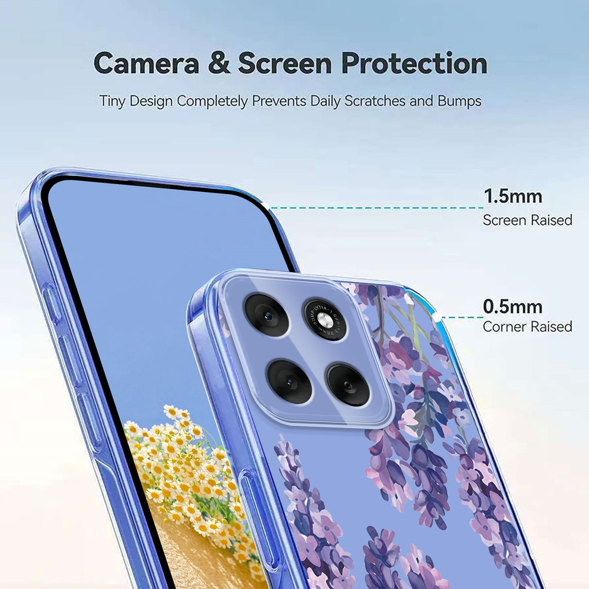 EIDERWOOD Motorola Moto G56 Flexible Plastic Case with Floral Motif - Transparent / Wisteria