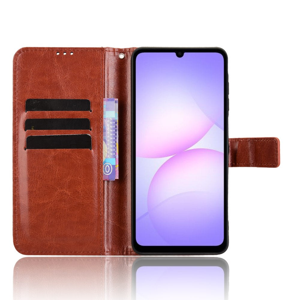 EIDERWOOD Samsung Galaxy A07 Faux Leather Flip Case with Strap - Brown
