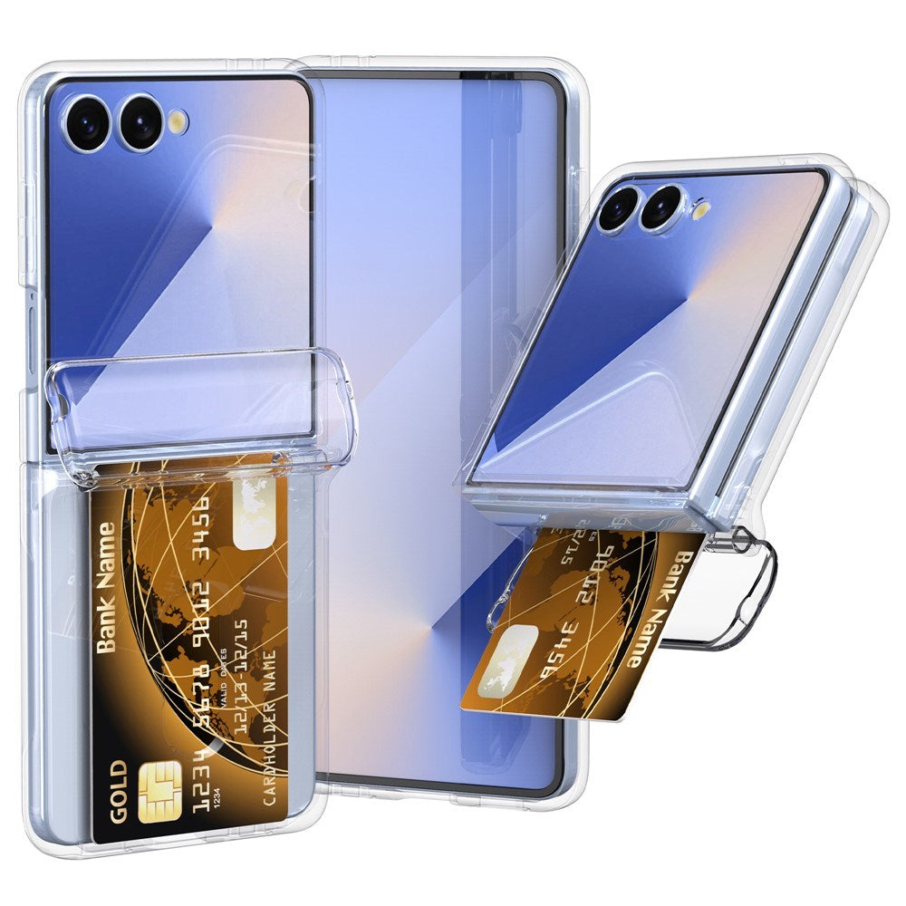 EIDERWOOD Samsung Galaxy Z Flip7 FE / Flip6 Hard Plastic Case with Card Holder - Transparent