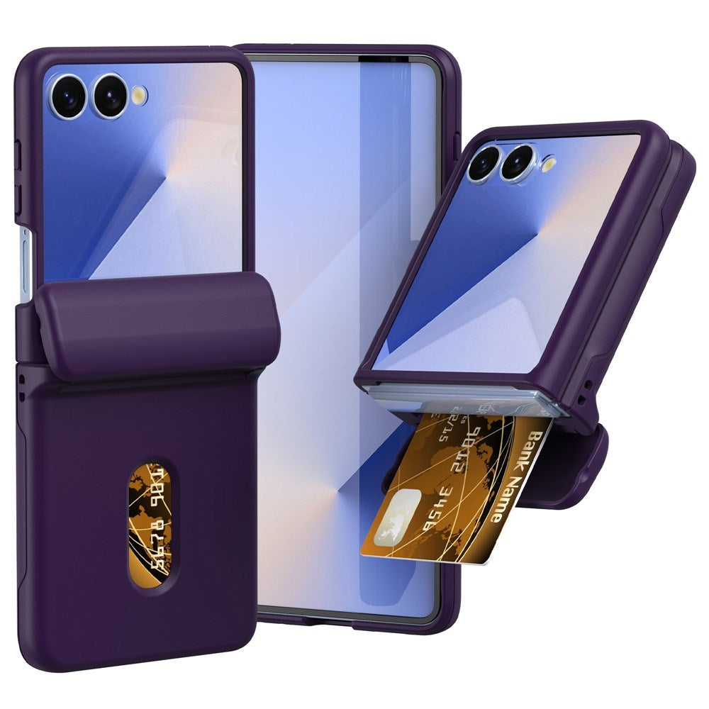 EIDERWOOD Samsung Galaxy Z Flip7 Hard Plastic Case with Card Holder - Dark Purple