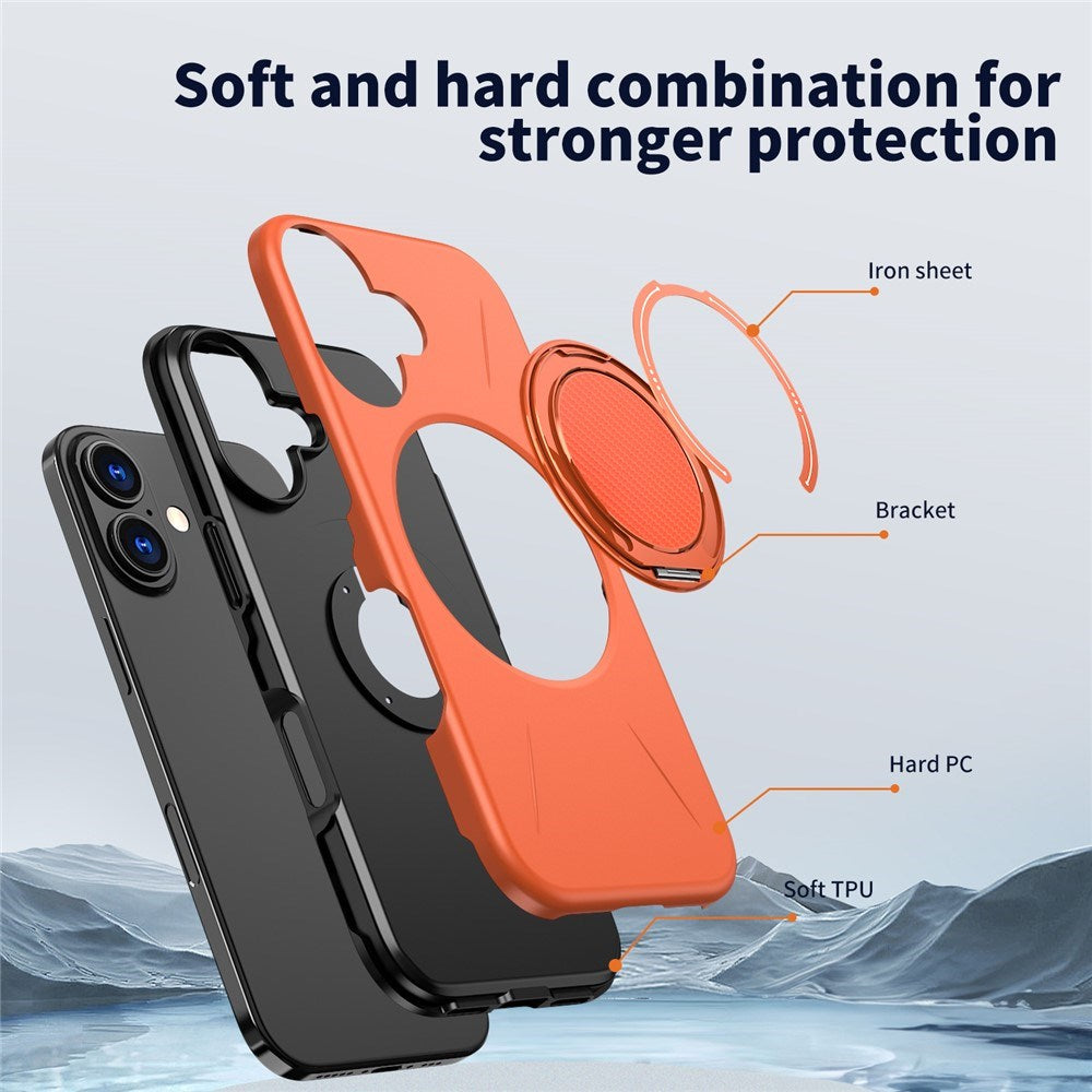 EIDERWOOD iPhone 17 Case with Rotating Kickstand - MagSafe Compatible - Orange
