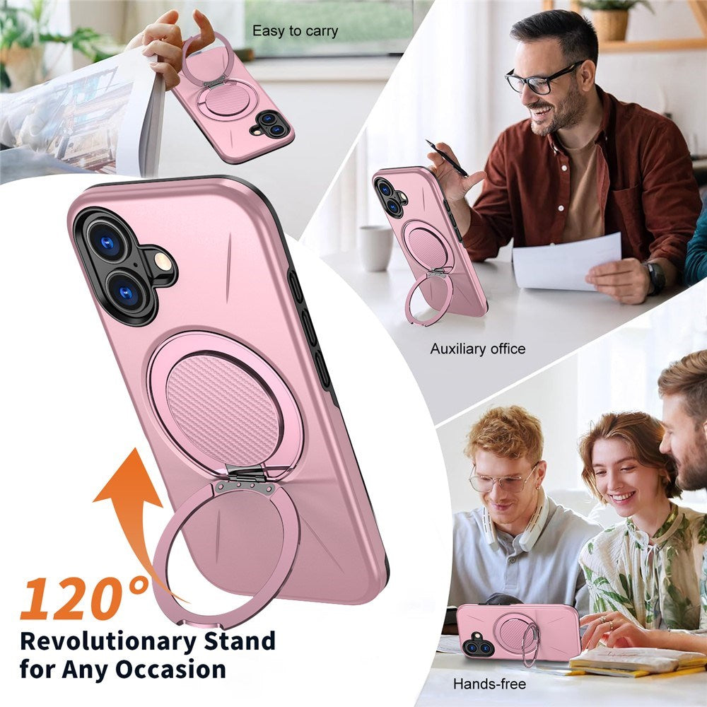 vEIDERWOOD iPhone 17 Case with Rotating Kickstand - MagSafe Compatible - Pink