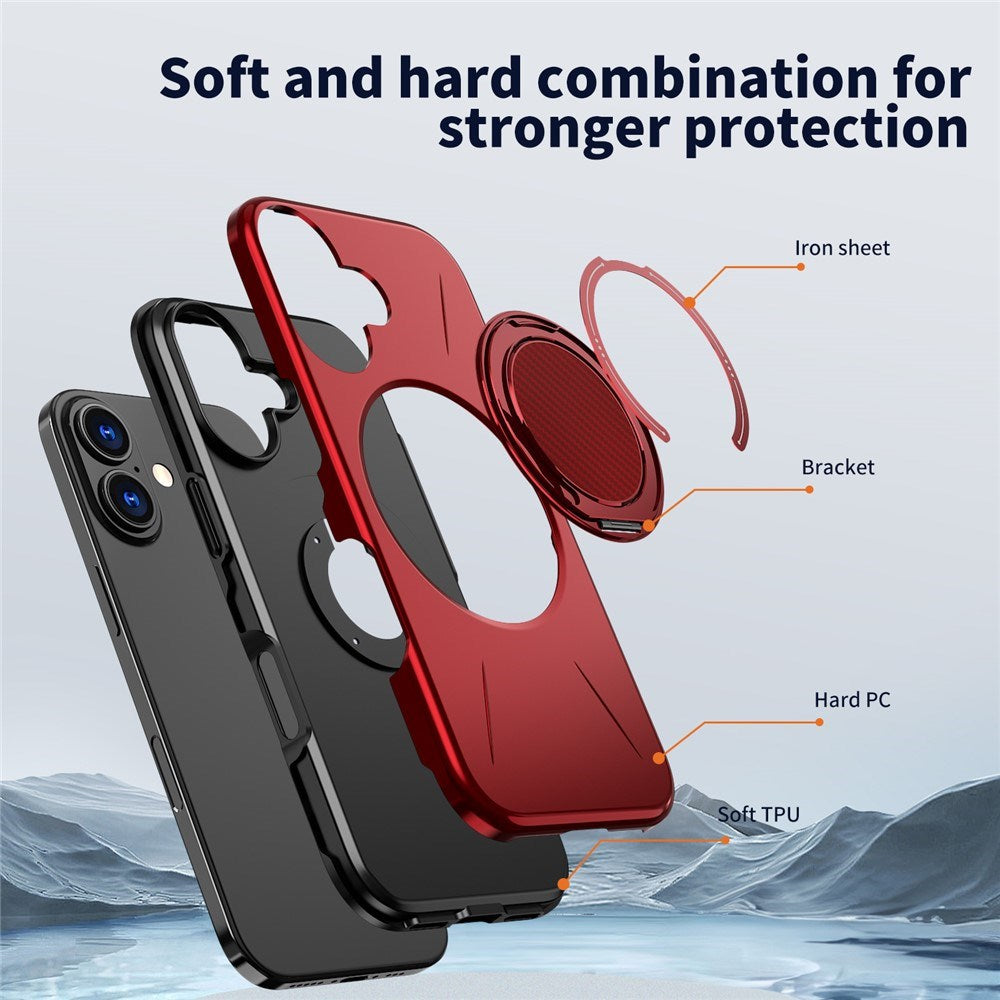 EIDERWOOD iPhone 17 Case with Rotating Kickstand - Red