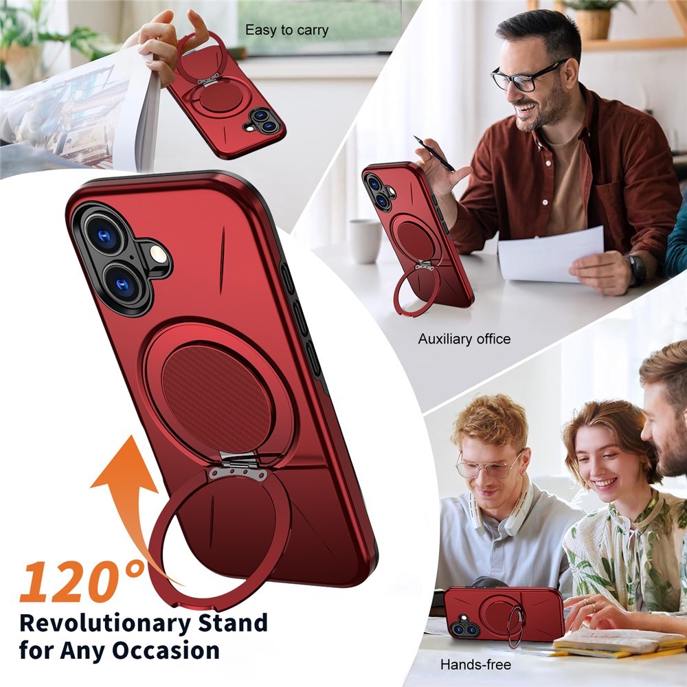 EIDERWOOD iPhone 17 Case with Rotating Kickstand - Red