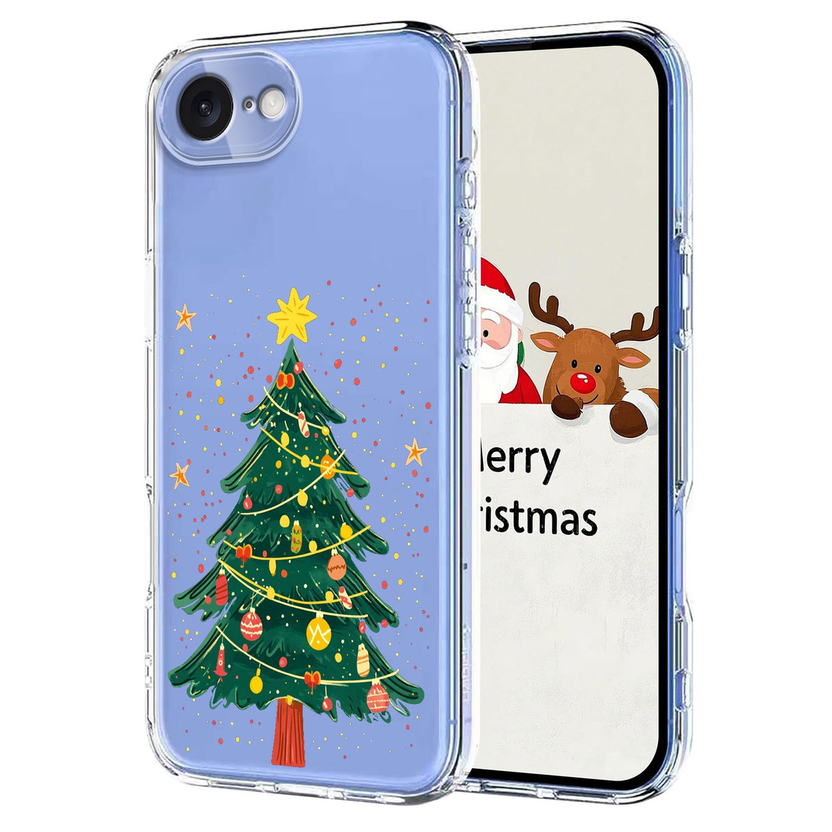 EIDERWOOD iPhone 16e Flexible Plastic Christmas Case with Motif - Transparent / Christmas Tree