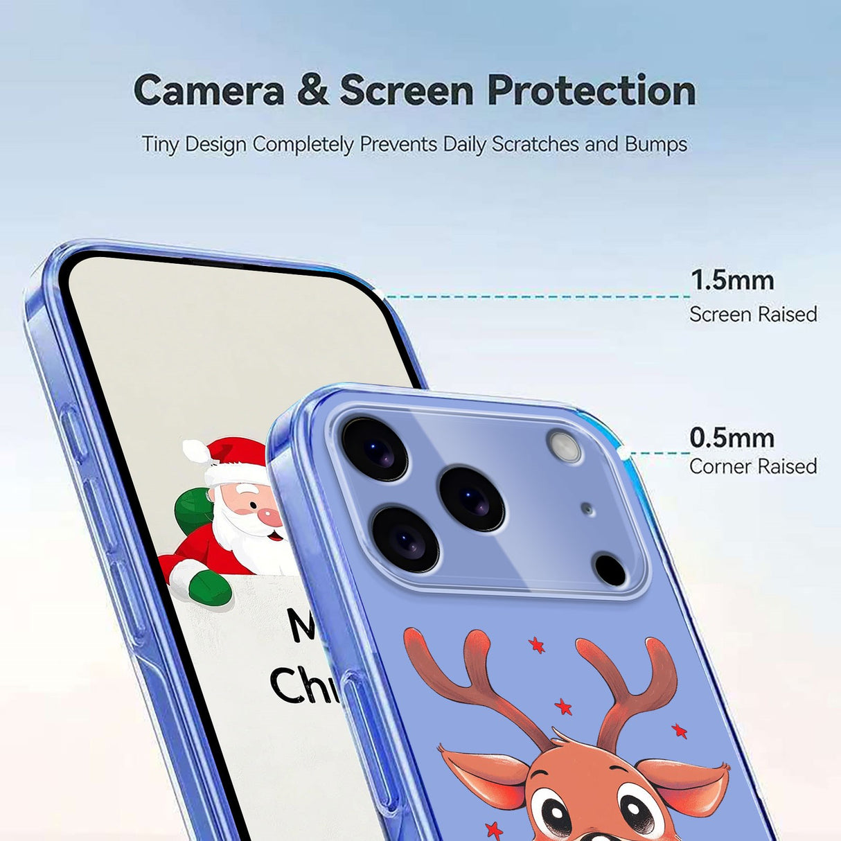 EIDERWOOD iPhone 17 Pro Max Flexible Plastic Christmas Case with Motif - Transparent / Reindeer
