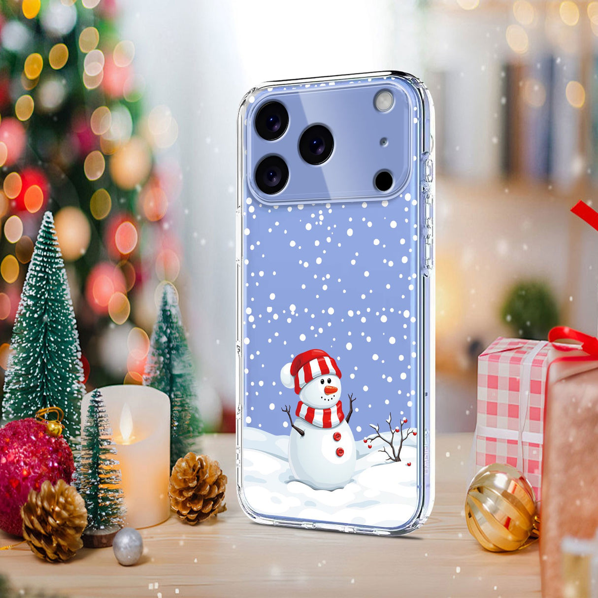 EIDERWOOD iPhone 17 Pro Flexible Plastic Christmas Case with Motif - Transparent / Snowman
