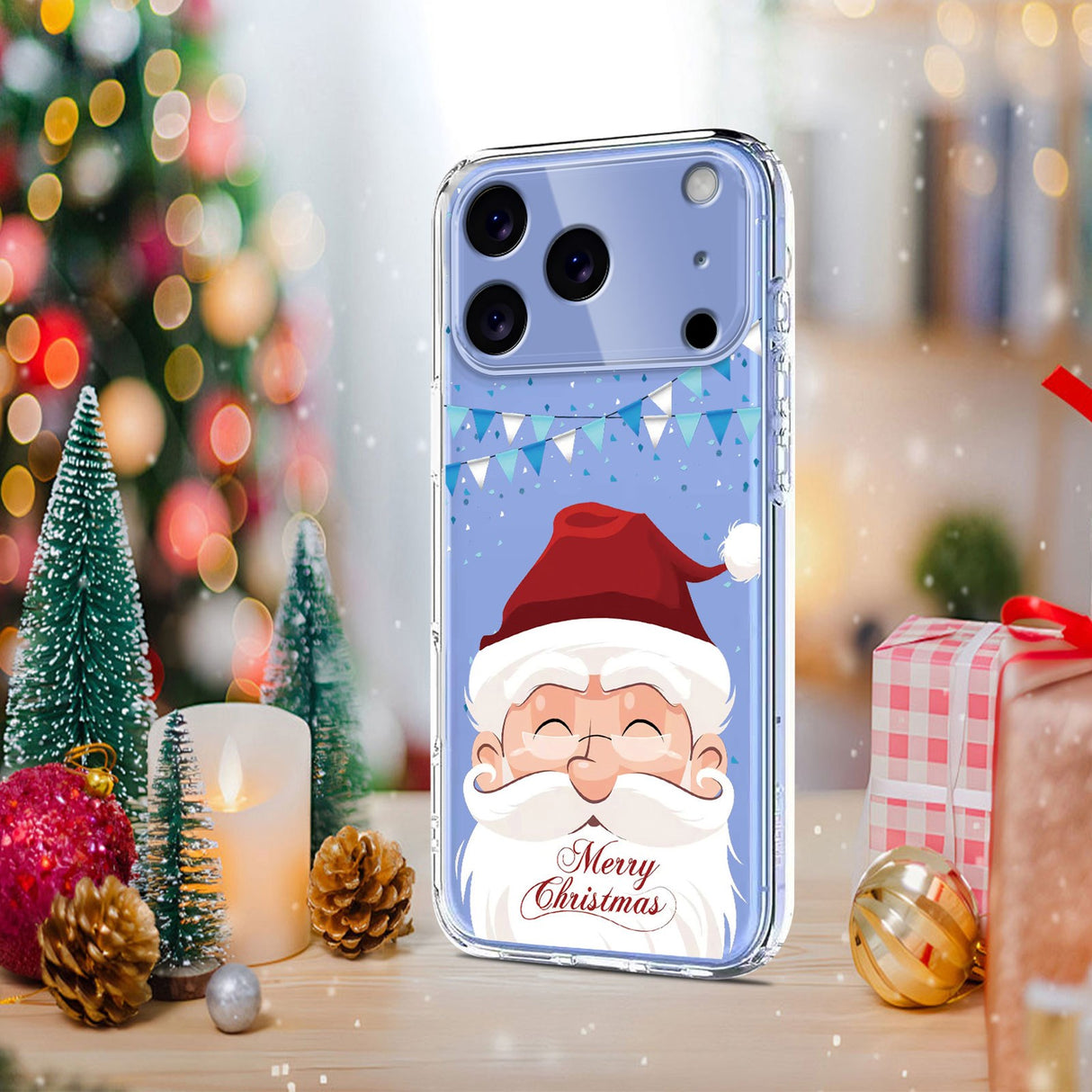 EIDERWOOD iPhone 17 Pro Flexible Plastic Christmas Case with Motif - Transparent / Santa Claus