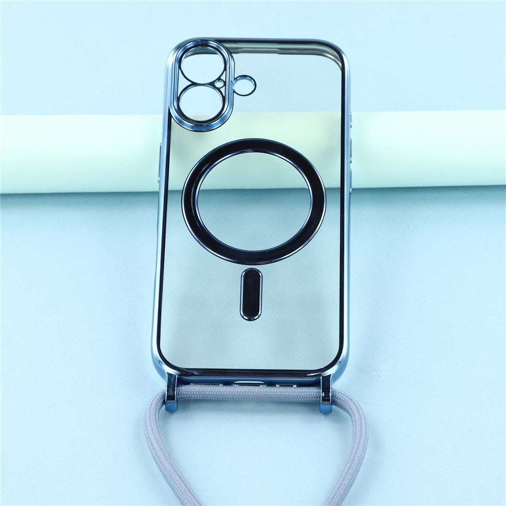 EIDERWOOD iPhone 17 Flexible Plastic Case with Adjustable Strap - MagSafe Compatible - Transparent / Blue