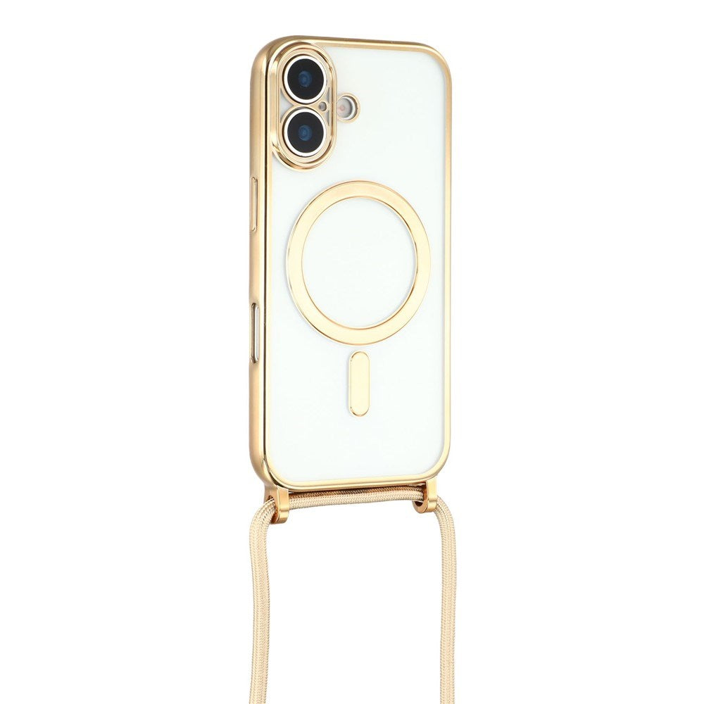 EIDERWOOD iPhone 17 Flexible Plastic Case with Adjustable Strap - MagSafe Compatible - Transparent / Gold