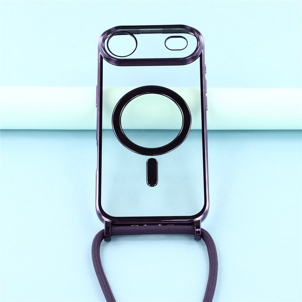 EIDERWOOD iPhone Air Flexible Plastic Case with Adjustable Strap - MagSafe Compatible - Transparent / Purple