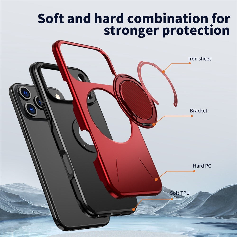 EIDERWOOD iPhone 17 Pro Max Case with Rotating Kickstand - MagSafe Compatible - Red