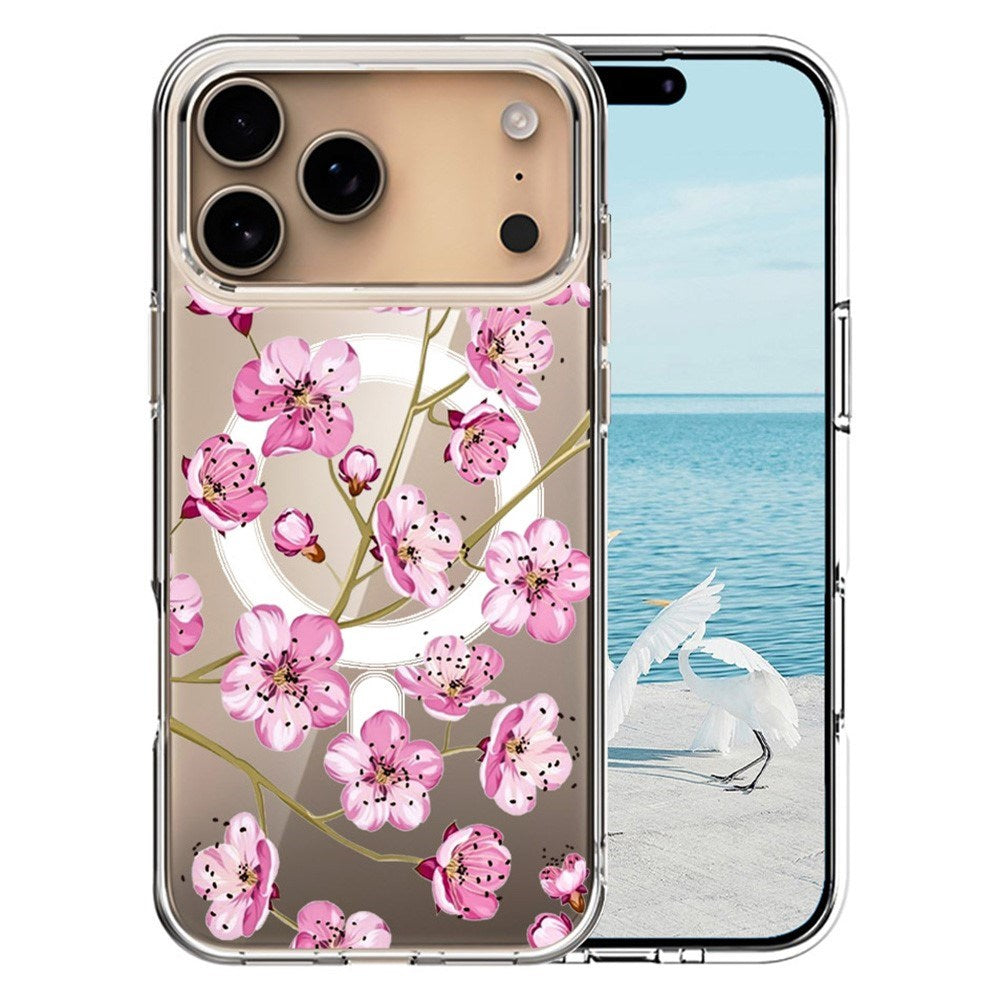 EIDERWOOD iPhone 17 Pro Max Hybrid Plastic Case - MagSafe Compatible - Pink Flowers