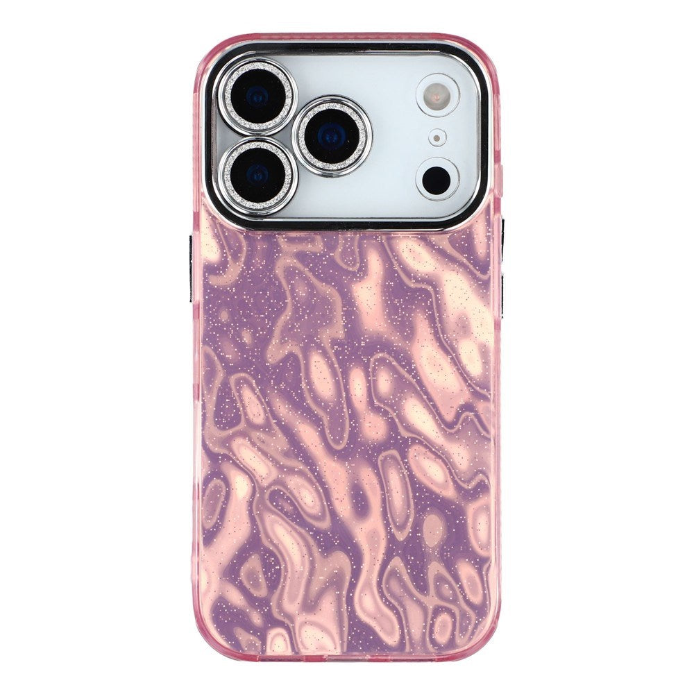 EIDERWOOD iPhone 17 Pro Hybrid Plastic Case with Built-in Camera Lens Protection - Wrinkled Pattern / Pink