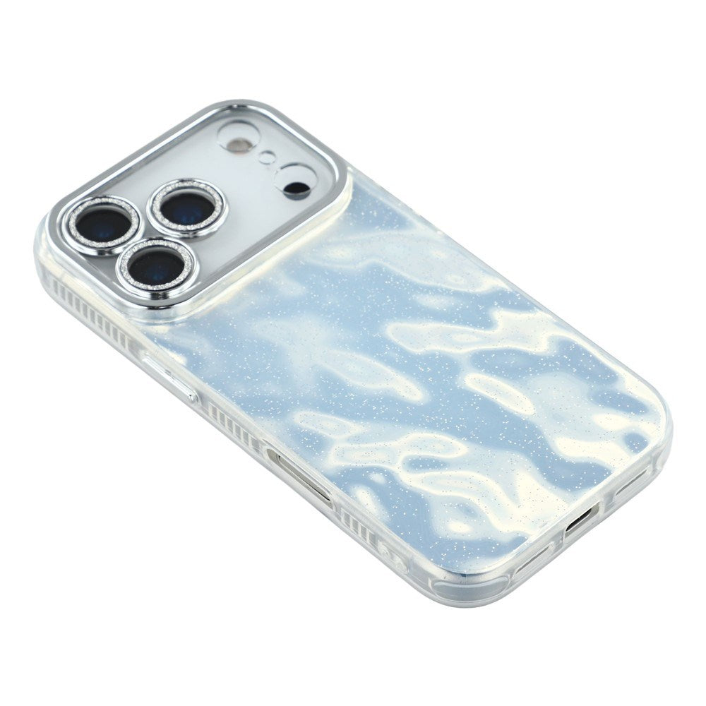 EIDERWOOD iPhone 17 Pro Hybrid Plastic Case with Built-in Camera Lens Protection - Wrinkled Pattern / Silver