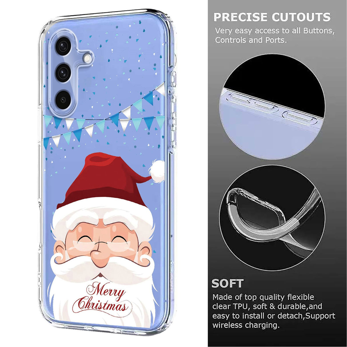 EIDERWOOD Samsung Galaxy A56 (5G) Flexible Plastic Christmas Case with Motif - Transparent / Santa Claus