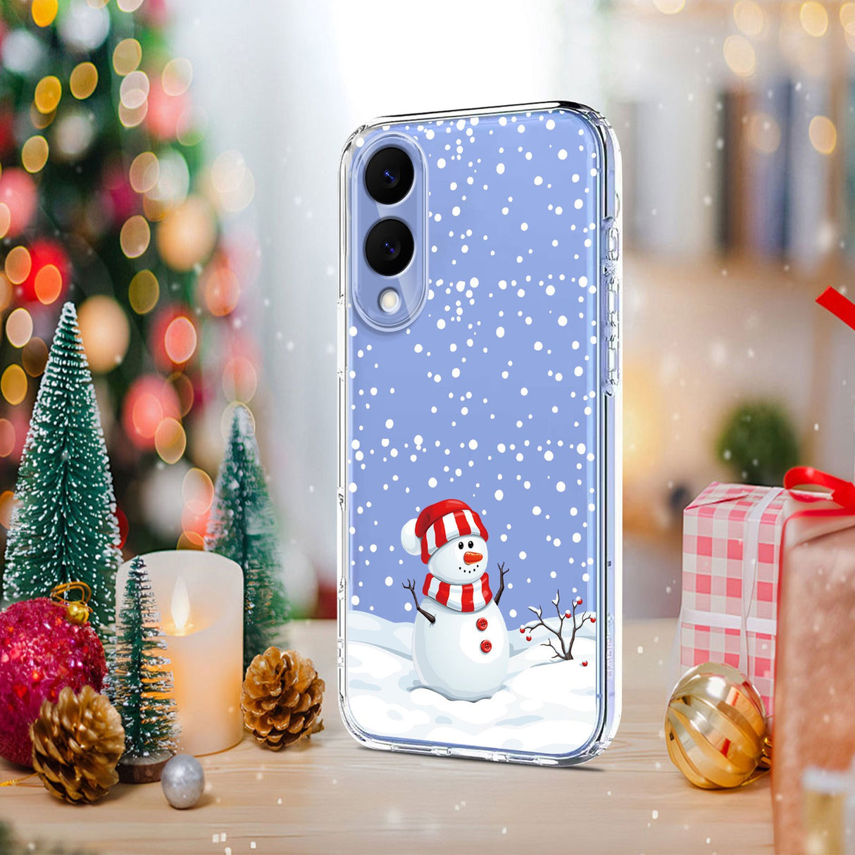 EIDERWOOD Samsung Galaxy S25 Edge Flexible Plastic Christmas Case with Motif - Transparent / Snowman