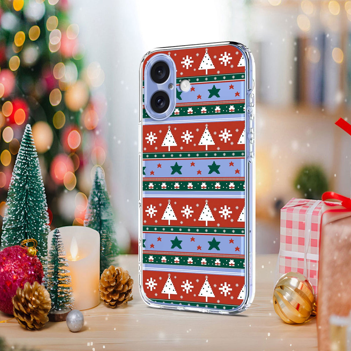 EIDERWOOD iPhone 16 Flexible Plastic Christmas Case with Motif - Transparent / Pattern