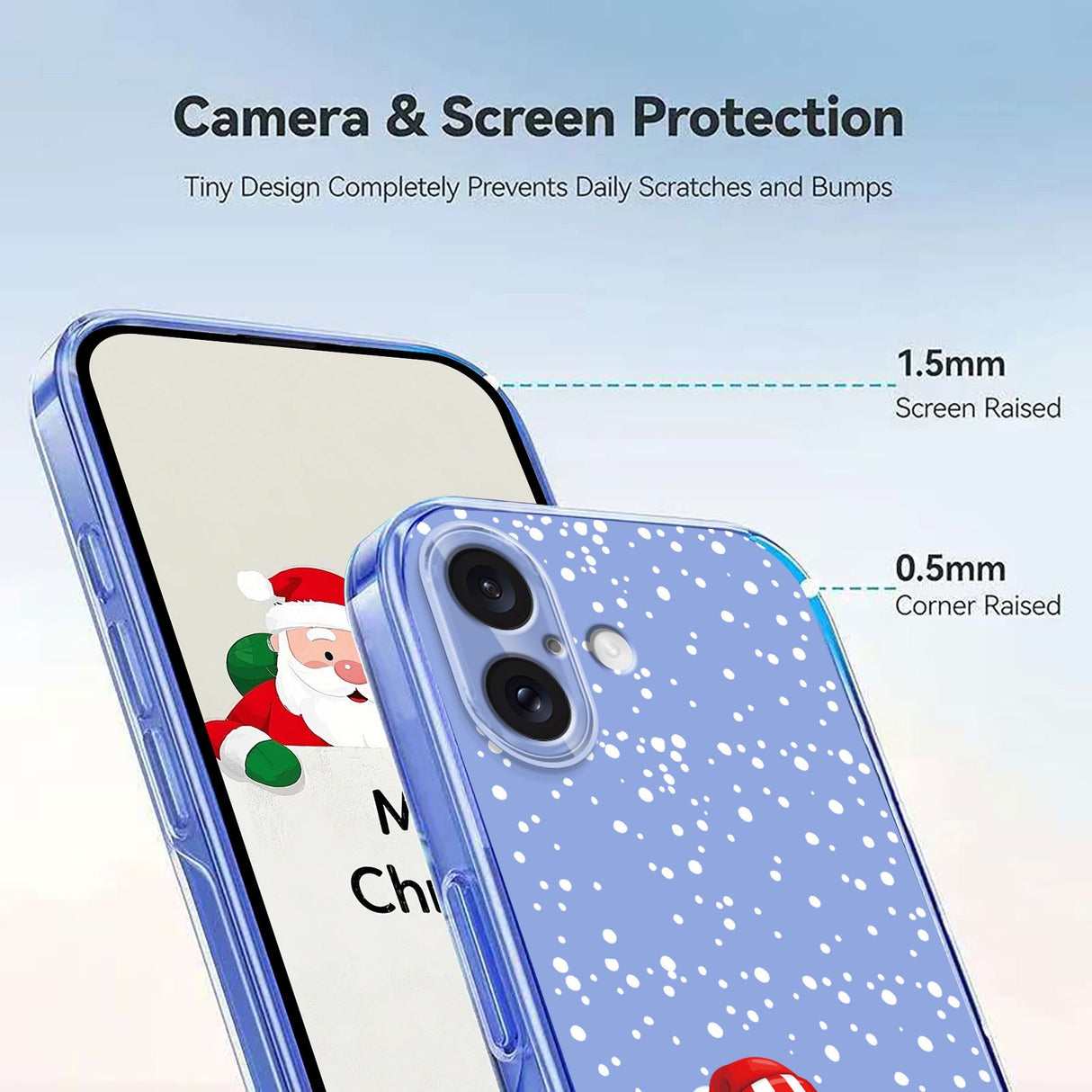EIDERWOOD iPhone 16 Flexible Plastic Christmas Case with Motif - Transparent / Snowman