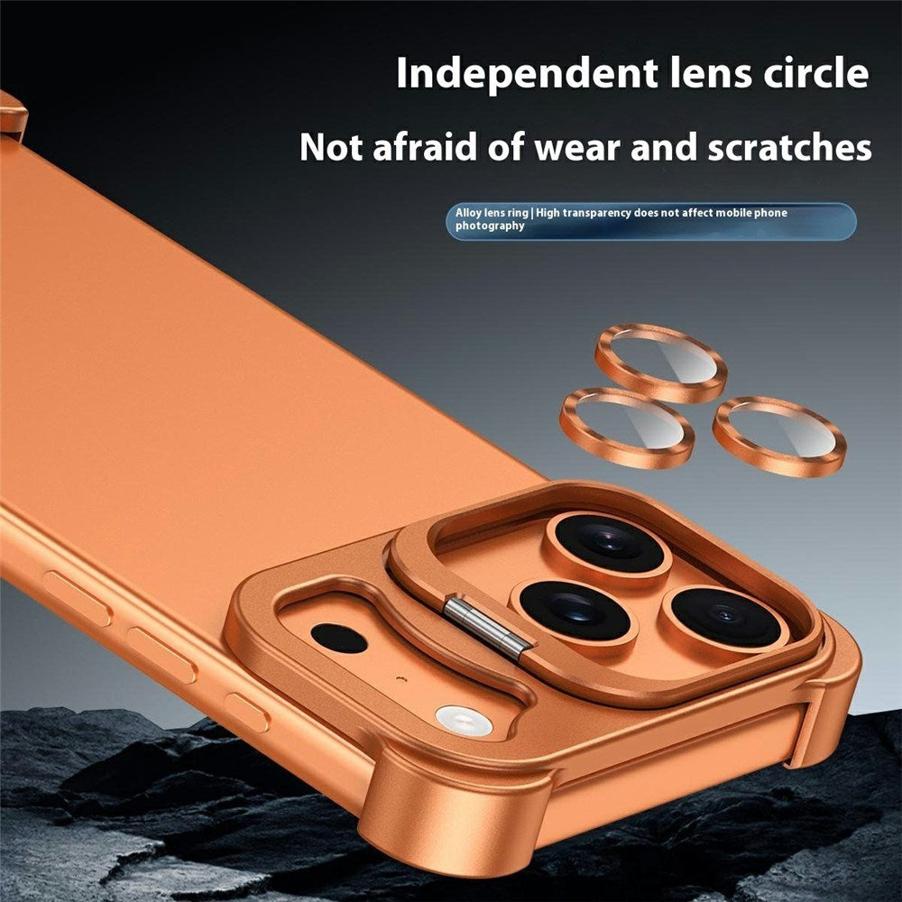 iPhone 17 Pro Two-Piece Metal Bumper Case with Stand & Lens Protector - Gold