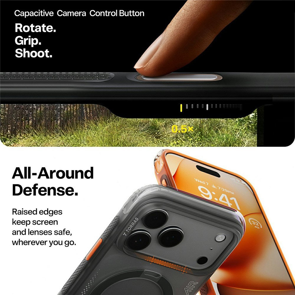 iPhone 17 Pro TORRAS Ostand Q3 Air Case with Kickstand - MagSafe Compatible - Black