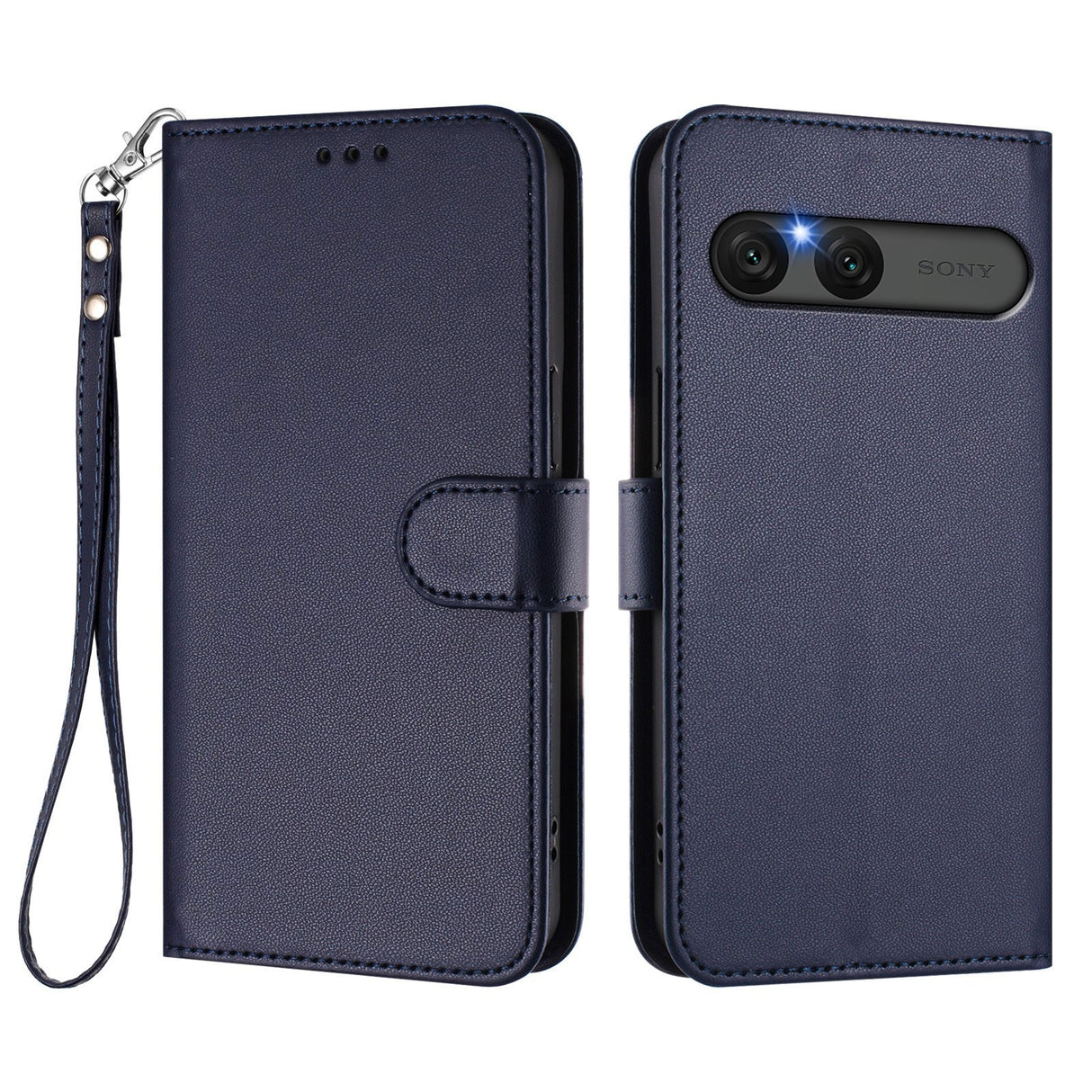 EIDERWOOD Sony Xperia 10 VII Faux Leather Flip Case with Card Holder & Strap - Dark Blue