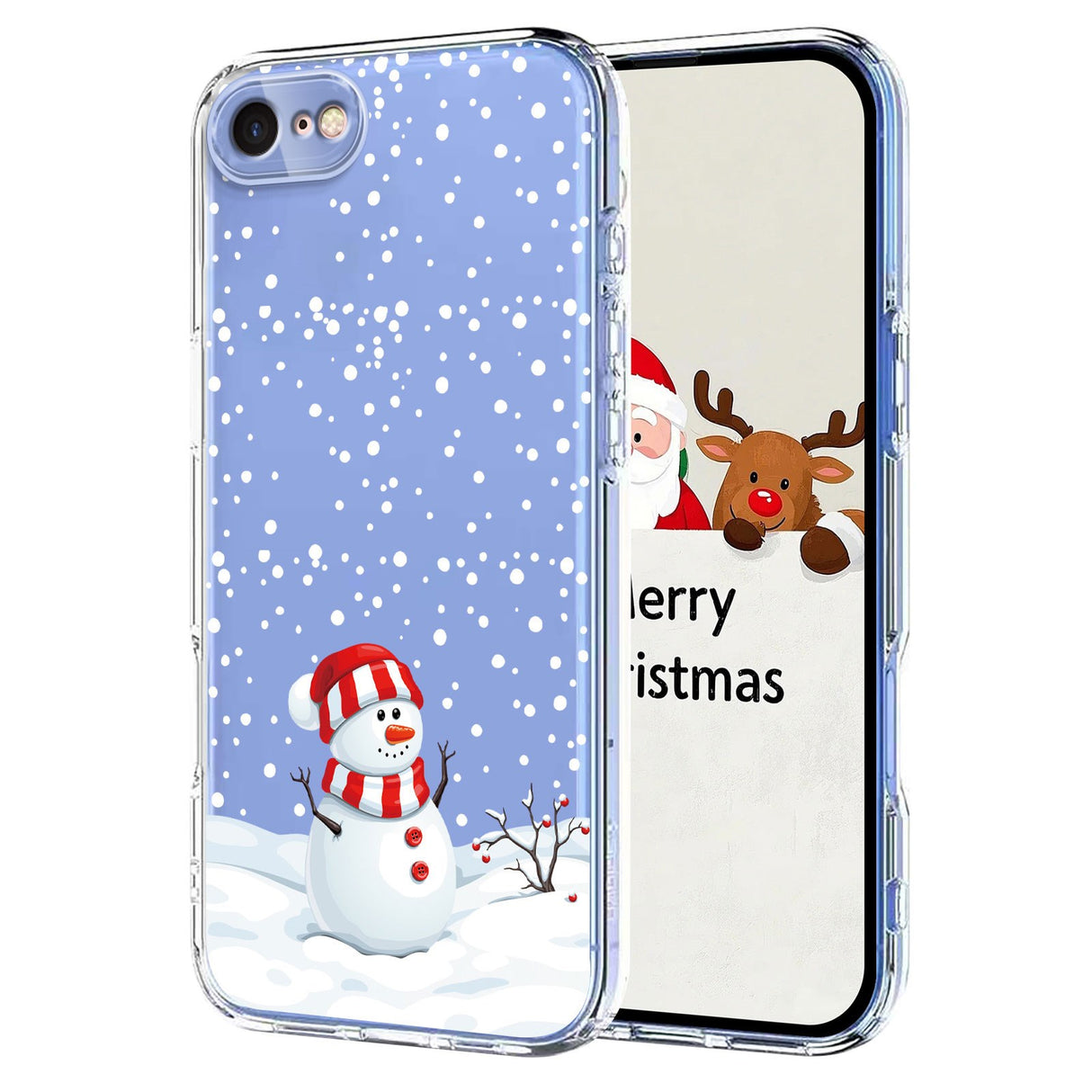 EIDERWOOD iPhone SE (2022 / 2020) / 8 / 7 Flexible Plastic Christmas Case with Motif - Transparent / Snowman