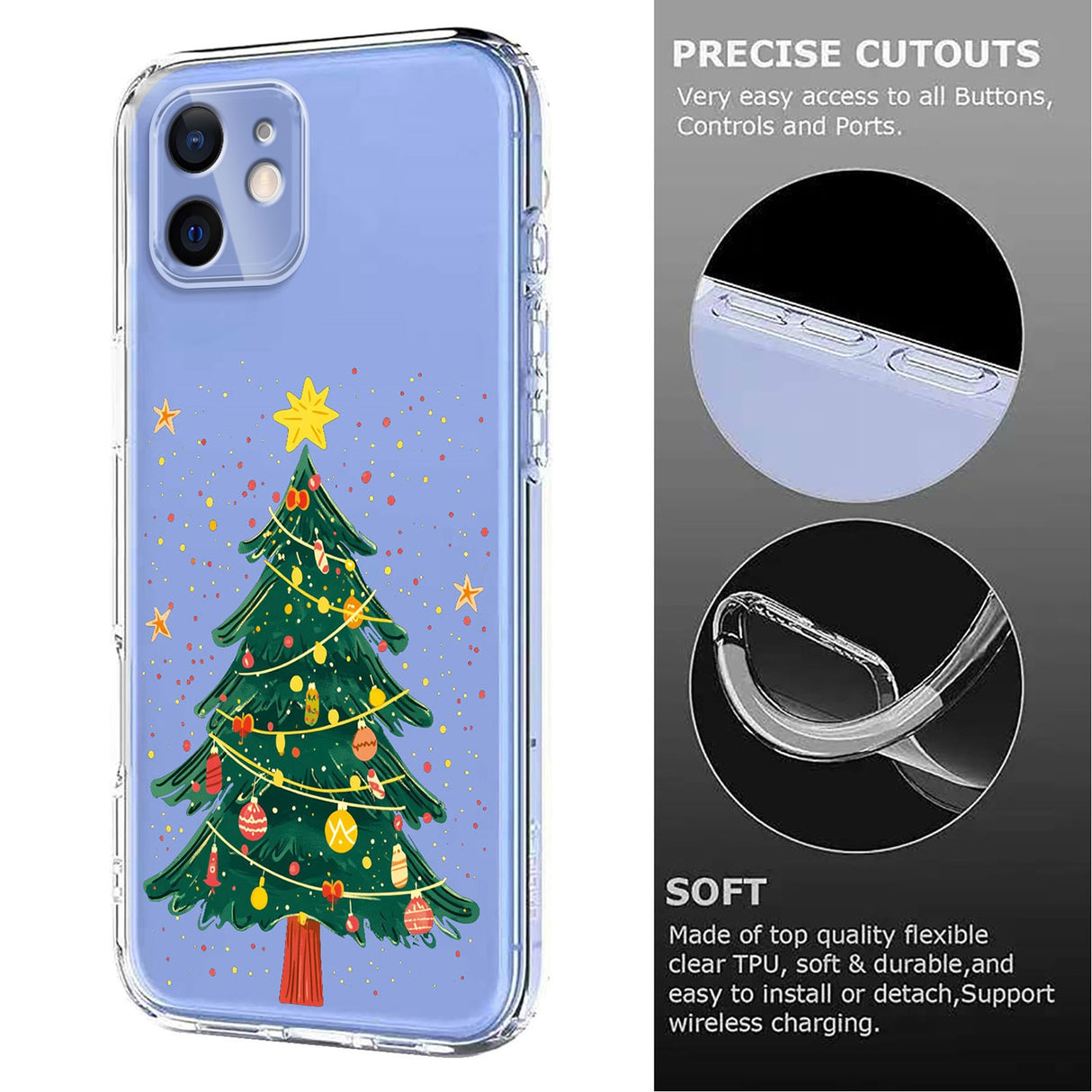 EIDERWOOD iPhone 11 Flexible Plastic Christmas Case with Motif - Transparent / Christmas Tree