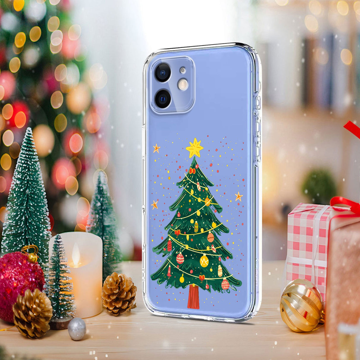 EIDERWOOD iPhone 12 / 12 Pro Flexible Plastic Christmas Case with Motif - Transparent / Christmas Tree
