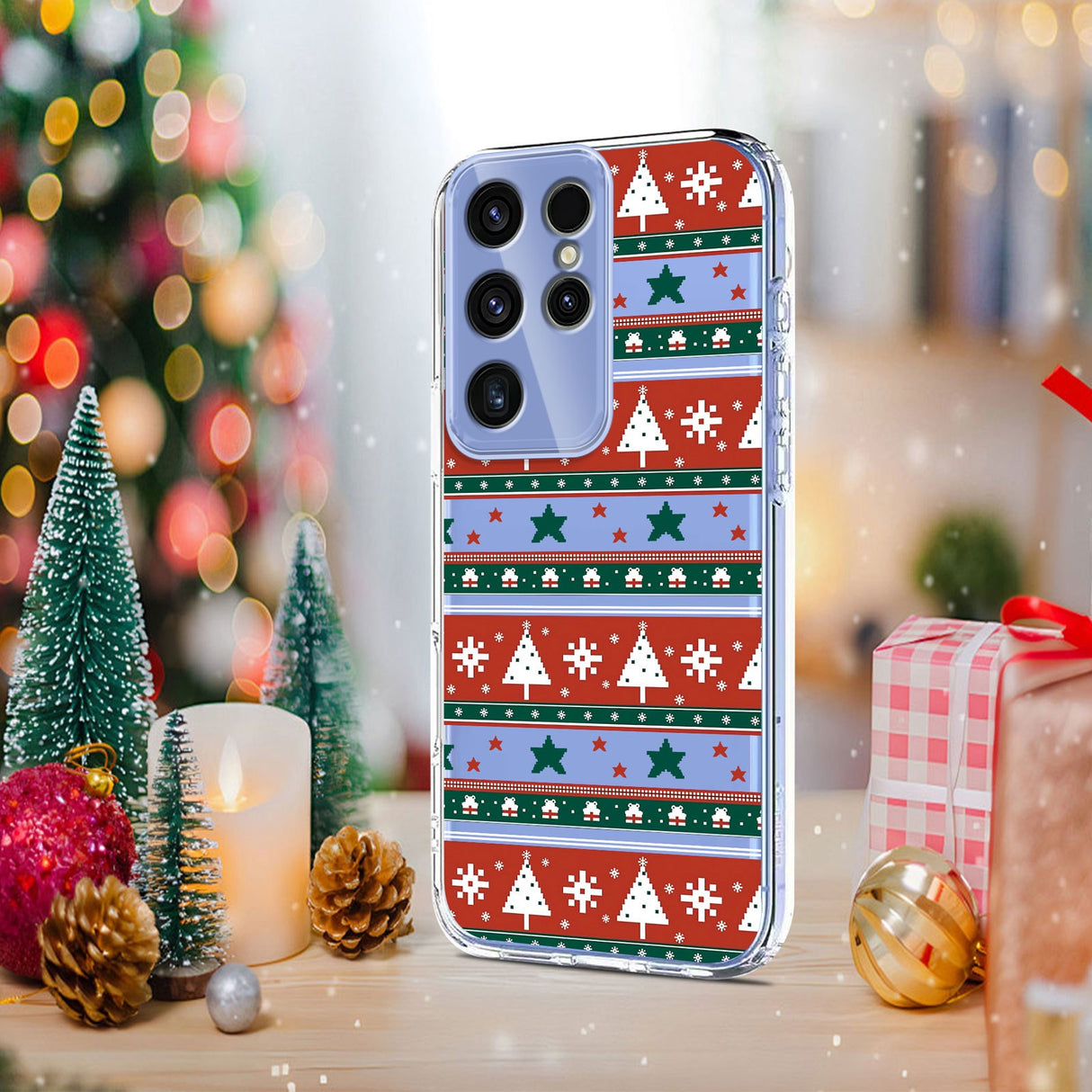EIDERWOOD Samsung Galaxy S23 Ultra Flexible Plastic Christmas Case with Motif - Transparent / Pattern