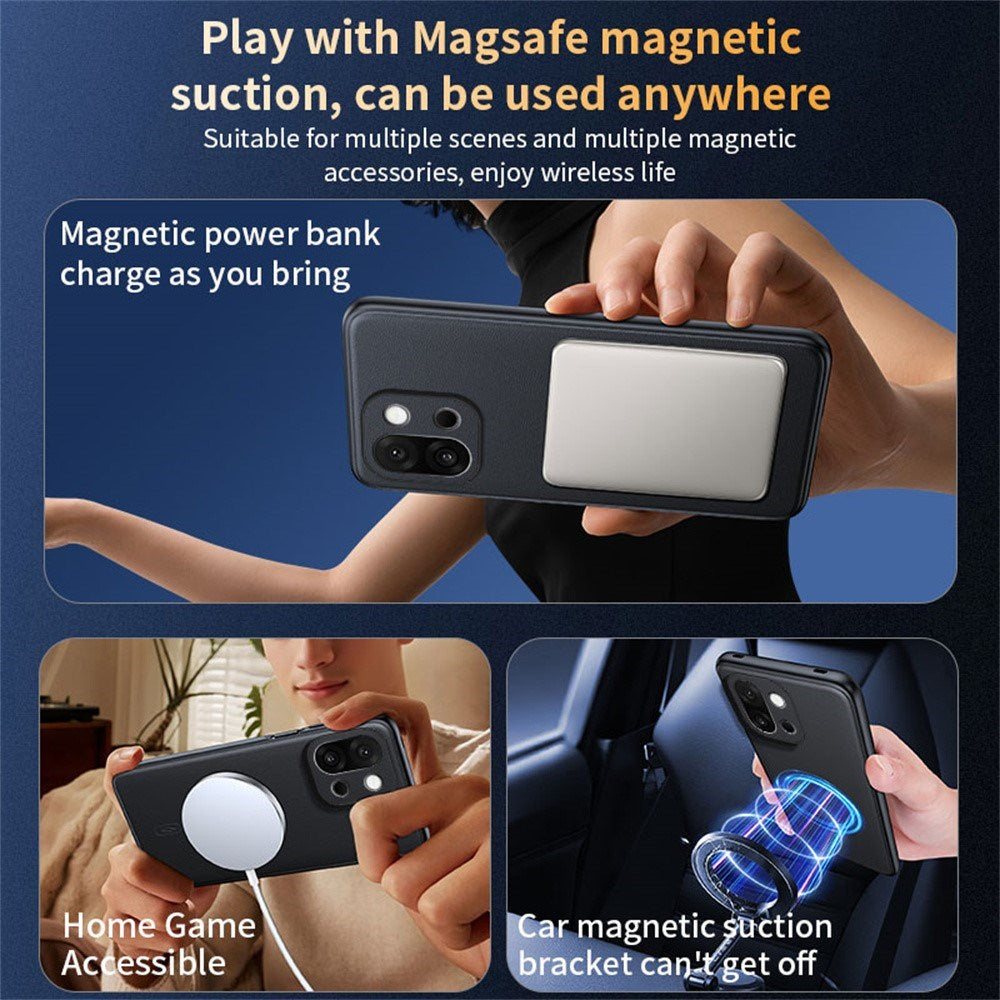 EIDERWOOD OnePlus 15 Hybrid Plastic Case with Faux Leather - MagSafe Compatible - Grey