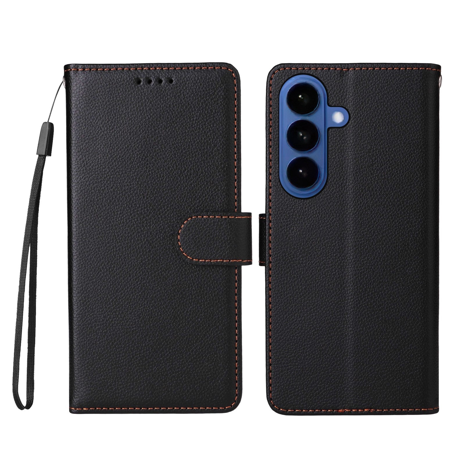 Samsung Galaxy S26 EIDERWOOD Faux Leather Flip Case with Strap - Black
