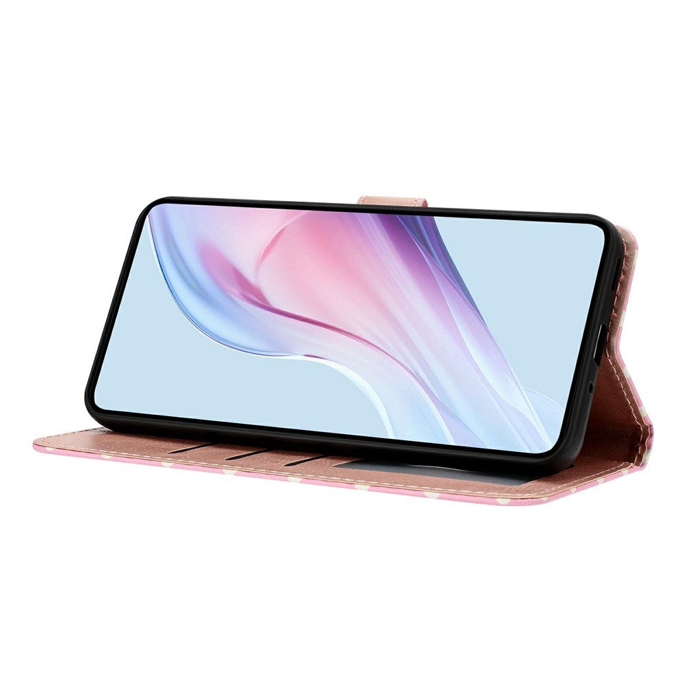 EIDERWOOD iPhone 17 Faux Leather Flip Case w. Polka Design - Light Pink