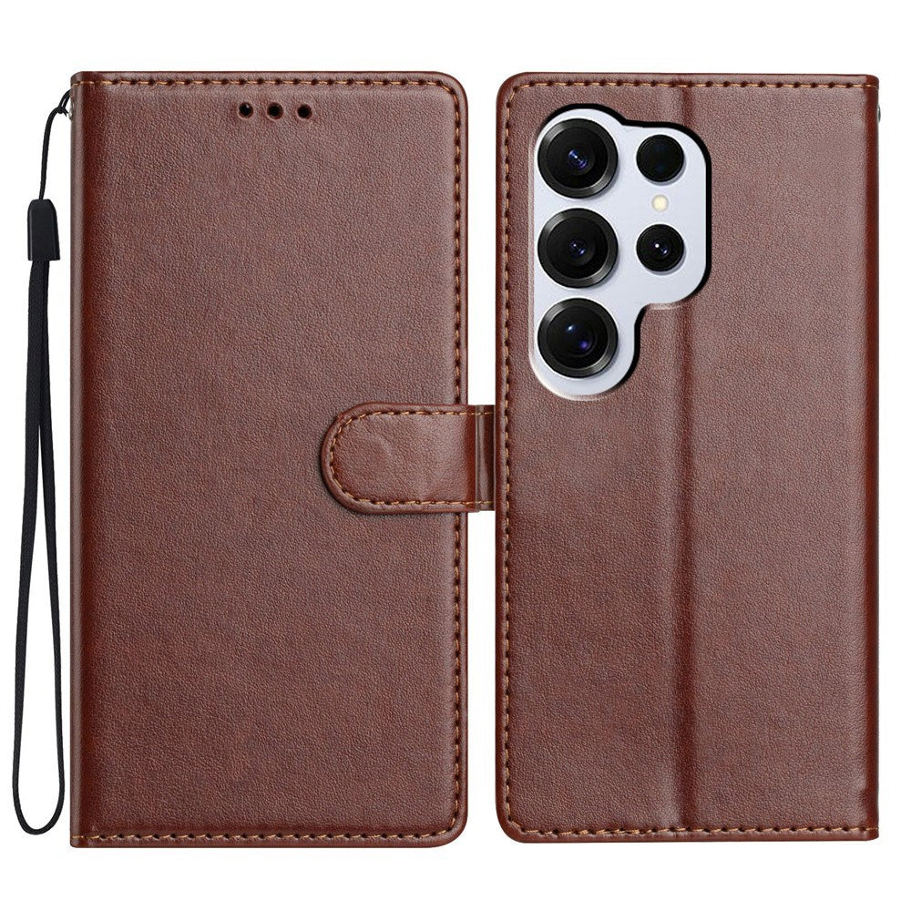 Samsung Galaxy S26 Ultra EIDERWOOD Leather Case with Strap & Card Holder - Brown